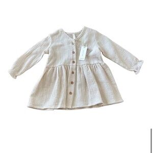 Quincy Mae Organic LongSleeve Gauze Dress in Petal Stripe 18-24 months NWT